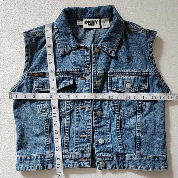 DKNY Jeans Denim Vintage Vest Button Up #C2509-0075 - Picture 2 of 5